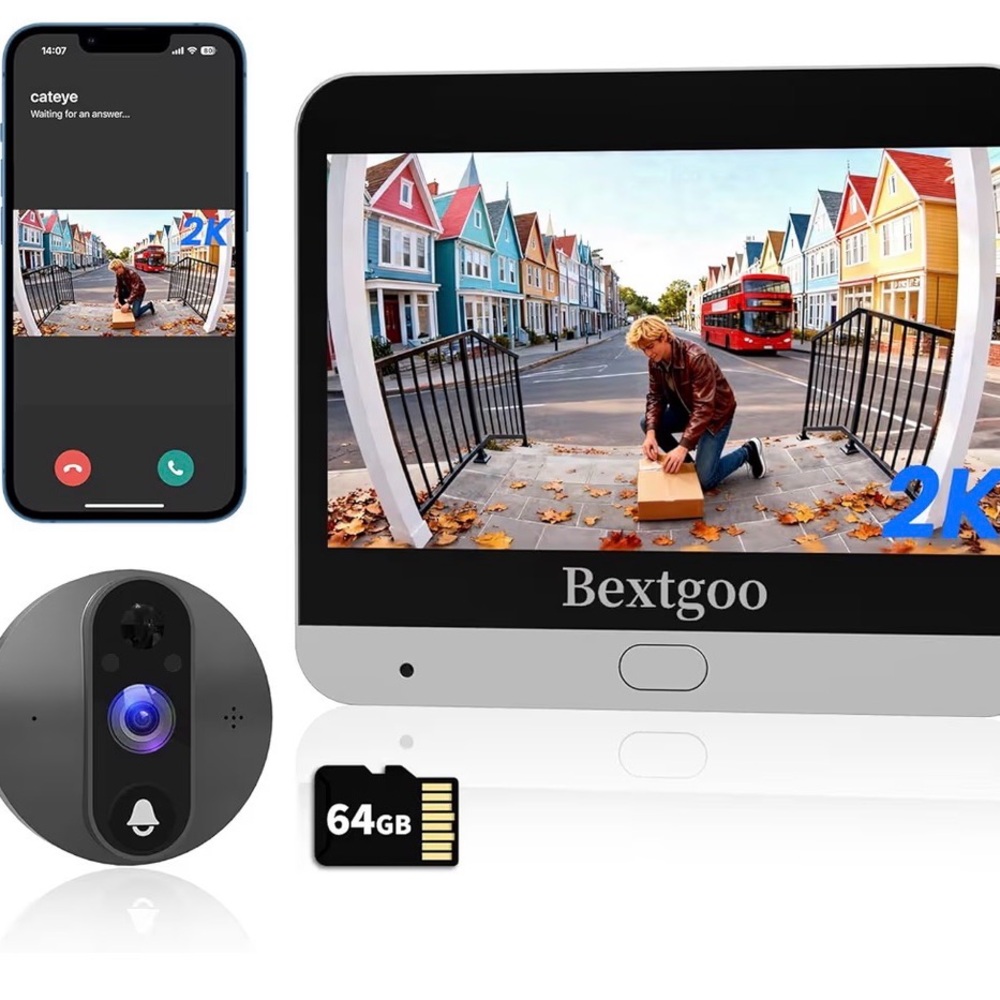 Bextgoo 2K Video Doorbell with 64GB Storage